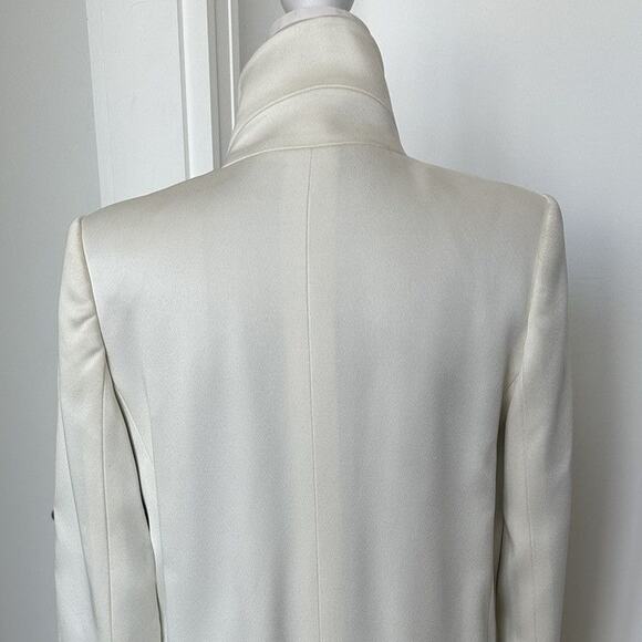 Anthony Vaccarello Hardcore Spike White Midi Coat size FR 36 Black Leather Belt - Picture 14 of 16